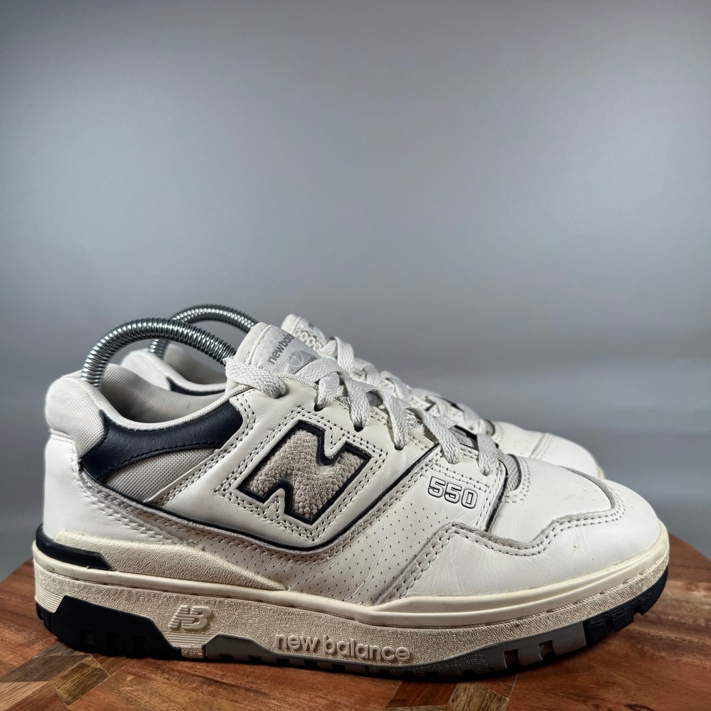 New Balance 550 Mens White Black Grey Leather Sneakers BB550LWT Size 7